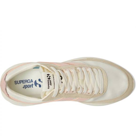 NEW SUPERGA 4089 training 9ts slim sneaker in white/pink/beige - Picture 2 of 3